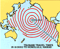 tsunami travel time to honolulu